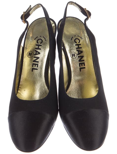 chanel black toe pumps|chanel cap toe slingback.